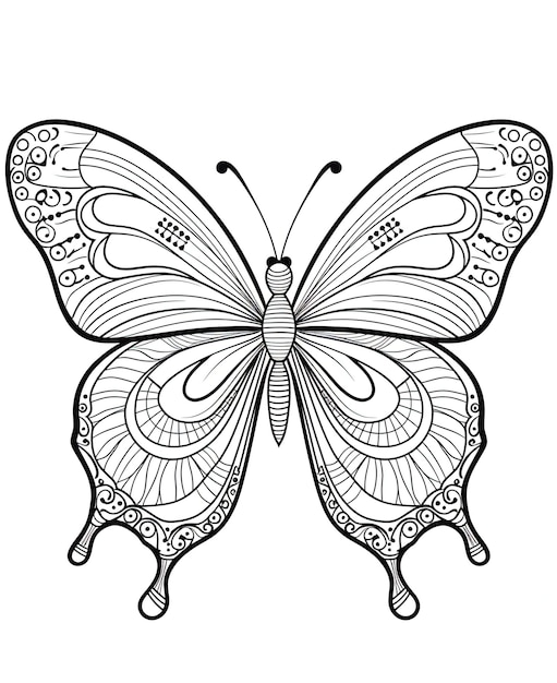 Illustration d'un livre à colorier avec un papillon isolé sur fond blanc