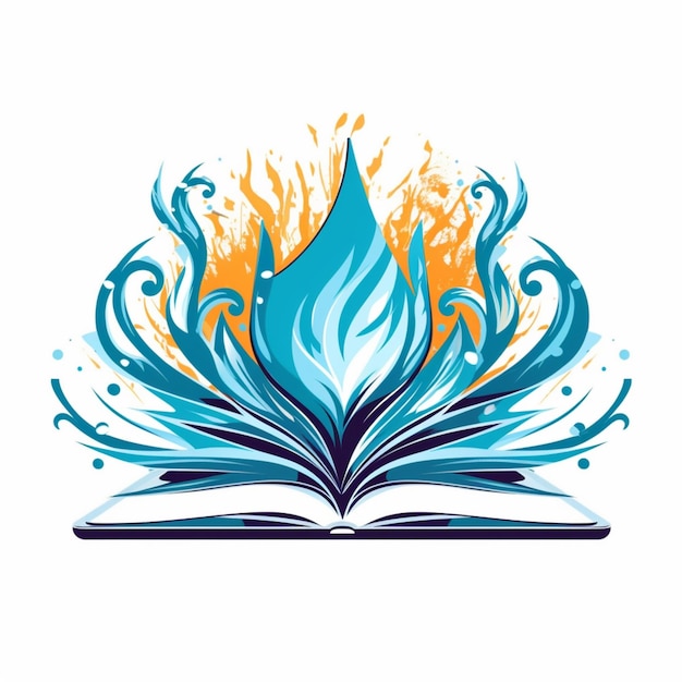 Illustration d'un livre ouvert avec une flamme à l'intérieur de l'ai génératif