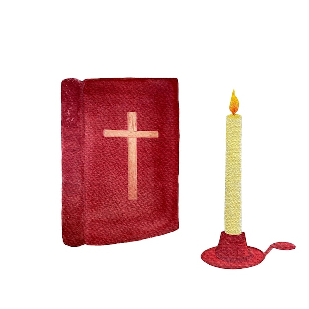 Illustration de livre rouge dessinée à la main en aquarelle isolée sur blanc
