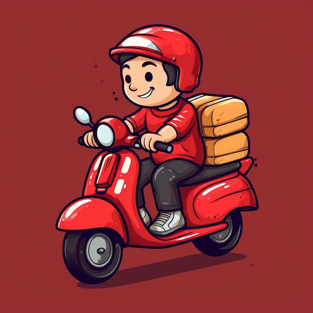 Illustration d'un livreur sur un scooter