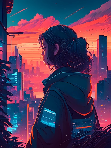 illustration de lofi fille anime