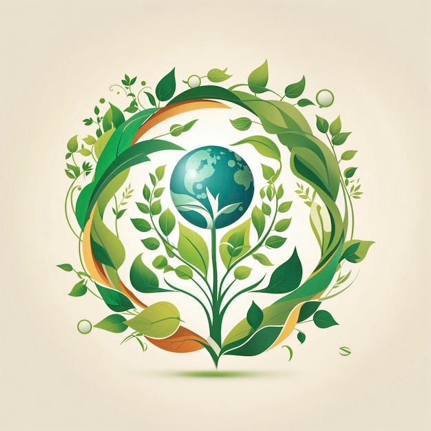 Illustration De Logo Vectoriel Eco Conscient Design Plat