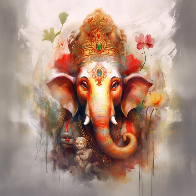 Illustration de Lord Ganesha pour Ganesh Chaturthi avec fond Ai généré