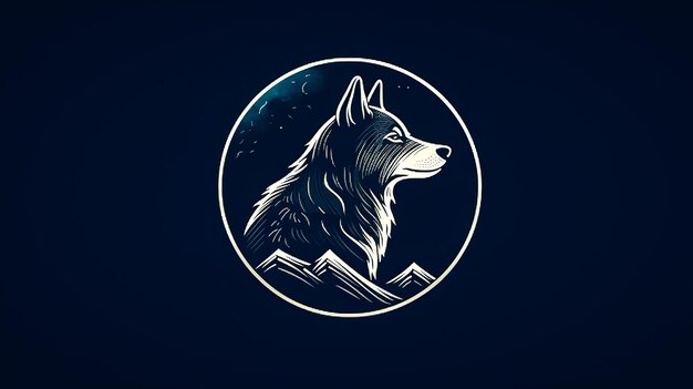 Photo illustration d'un loup silhouette avec ia générative de lune