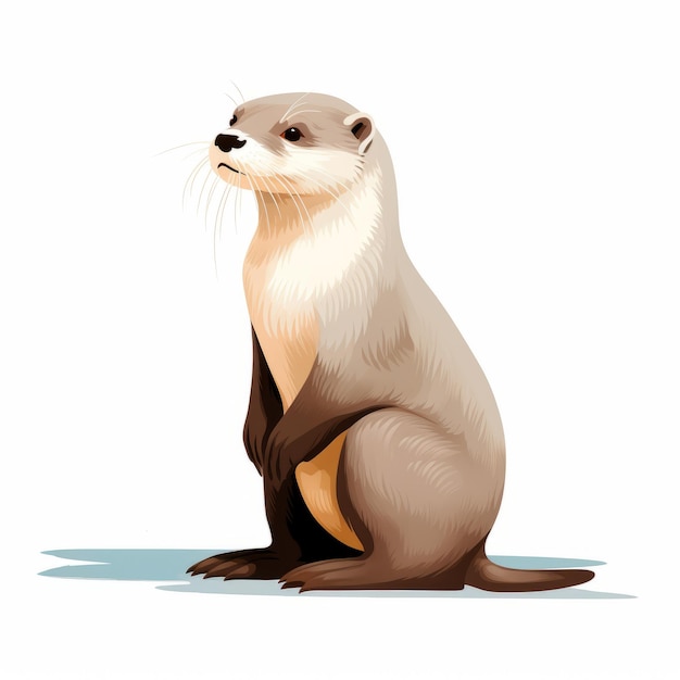 Illustration de loutre minimaliste sur fond blanc