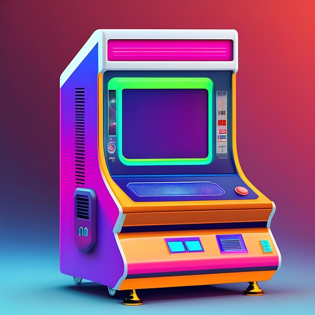 Illustration de machine d'arcade des années 80 en gros plan