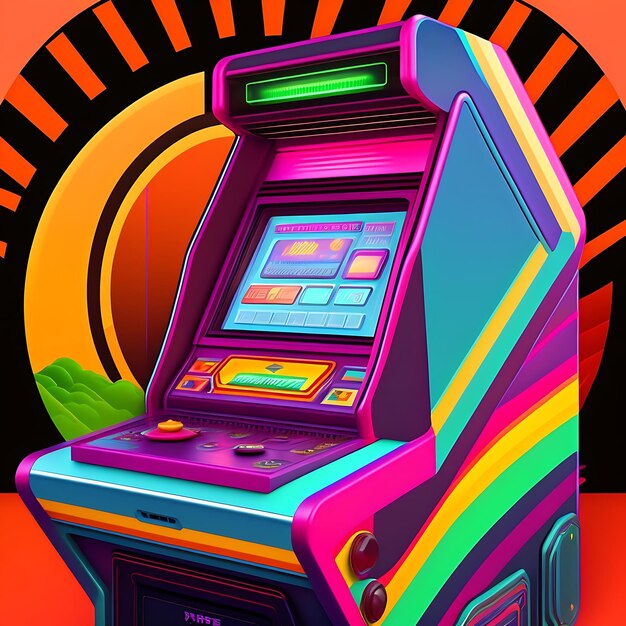 Illustration de machine d'arcade en gros plan des années 80