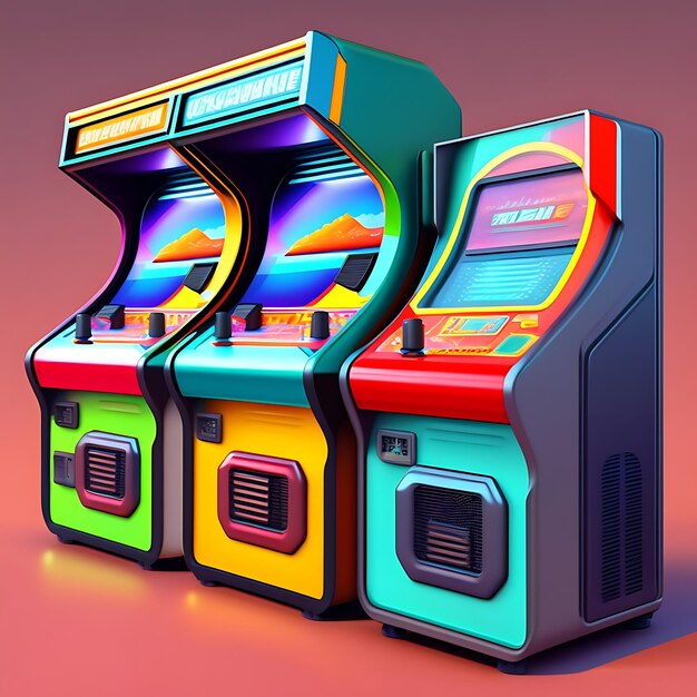 Illustration de machine d'arcade en gros plan des années 80