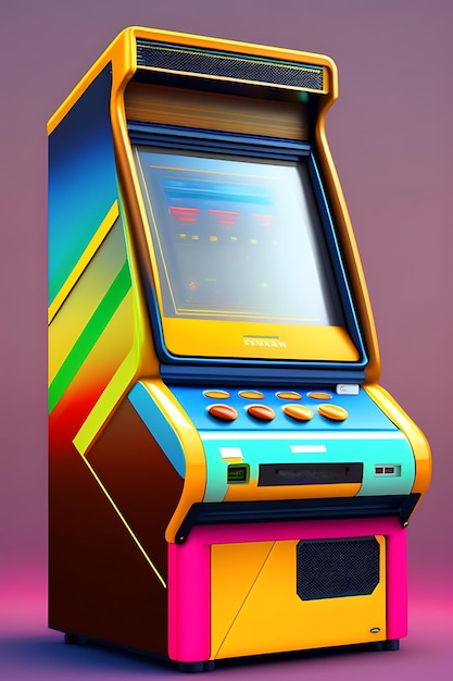 Illustration de machine d'arcade en gros plan des années 80