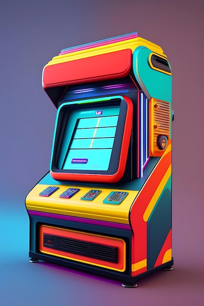 Illustration de machine d'arcade en gros plan des années 80