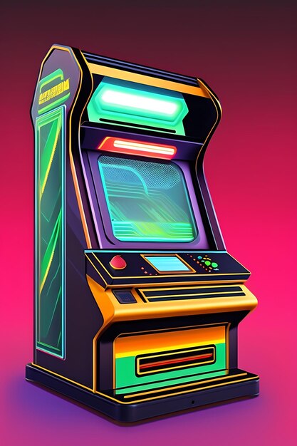 Illustration de machine d'arcade en gros plan des années 80