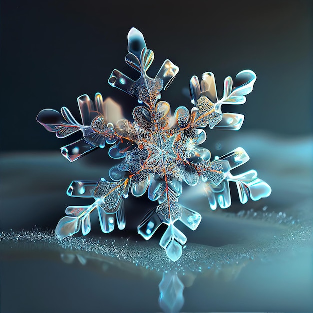 Illustration macro de flocon de neige unique IA générative