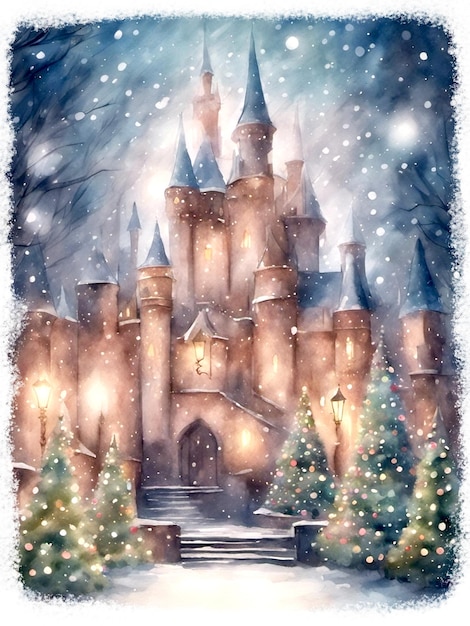 Illustration magique du château de Noël