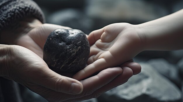 Photo illustration de la main de la mère et de l'enfant