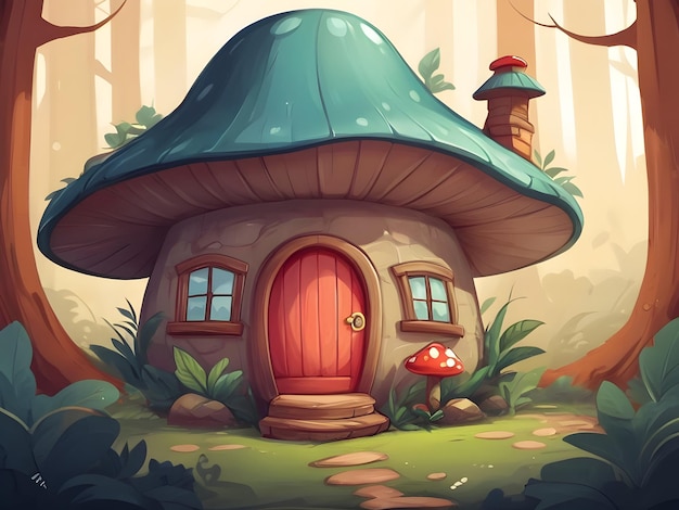 L'illustration de la maison aux champignons