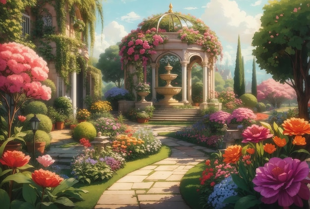 une illustration de maison de jardins abondants HD