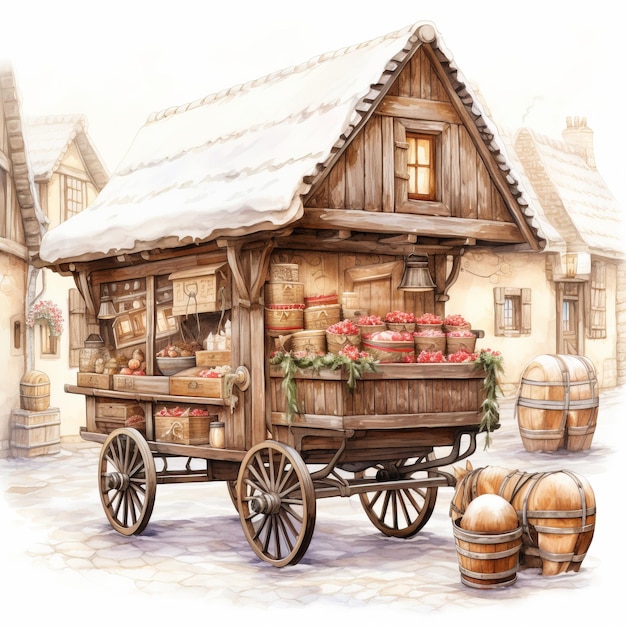 illustration de maison de Noël sur fond blanc