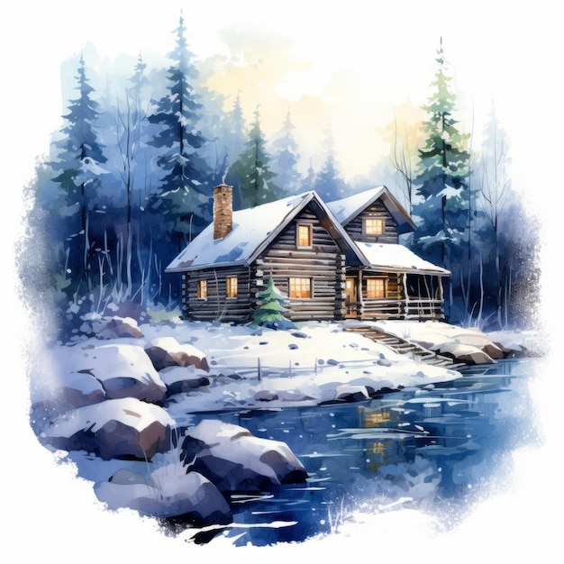 illustration de maison de Noël sur fond blanc