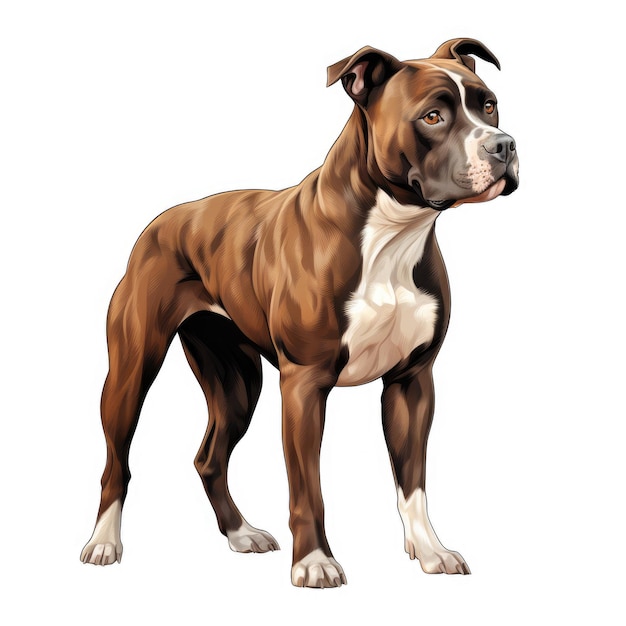 Illustration majestueuse d'un Staffordshire Terrier américain sur un fond blanc