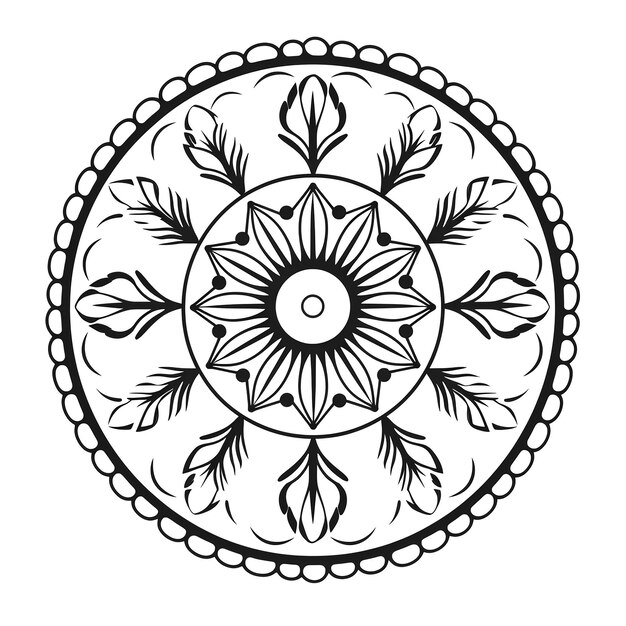 Illustration de mandala indien avec un motif circulaire sur fond blanc