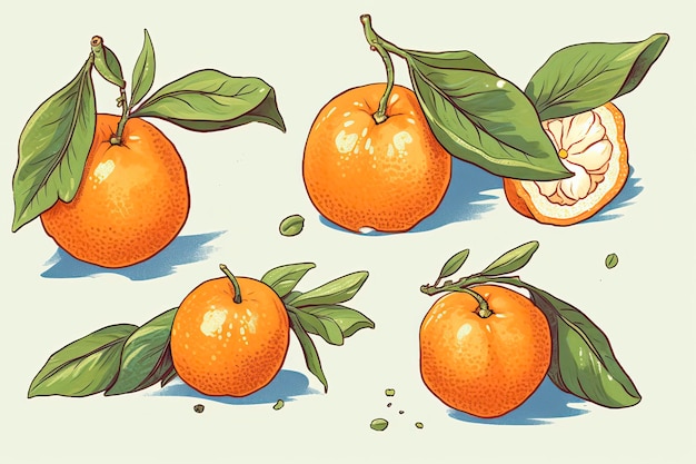 Photo illustration de mandarine illustration de nourriture ia générative