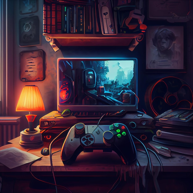 Illustration de la manette de jeu du contrôleur de jeu cyberpunk