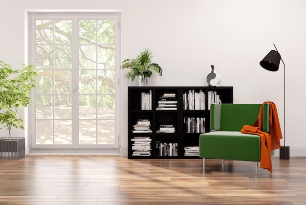 Illustration de maquette de chambre d'intérieurs lumineux minimalistes modernes de grand luxe rendu 3D