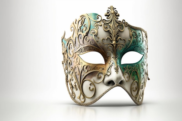 illustration mascarade vénitienne masque de carnaval sur un fond blanc ai génératif