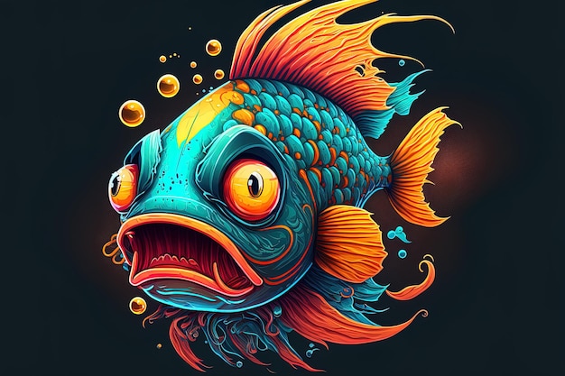 Illustration d'une mascotte de paquet de poisson