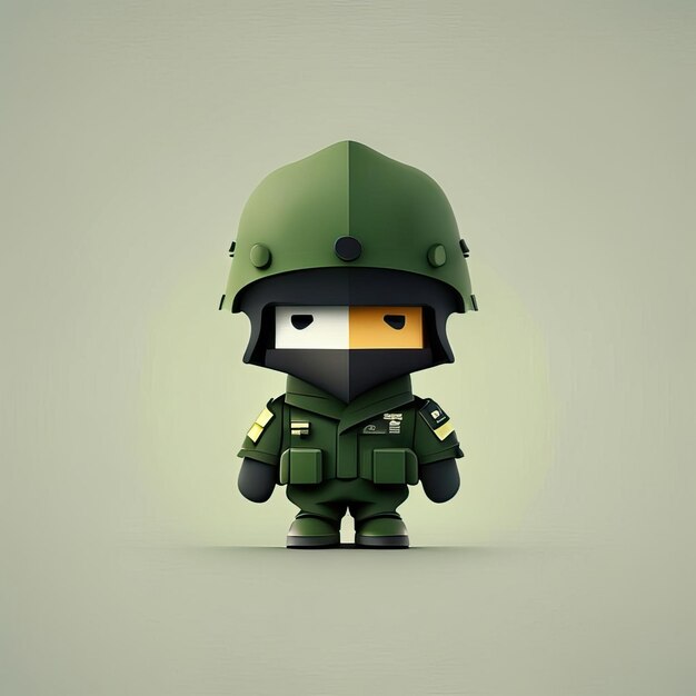 Illustration de mascotte de soldat minimaliste