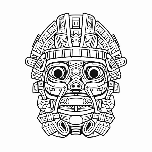 Photo illustration de masque de tête d'ornement aztèque générée par l'ia