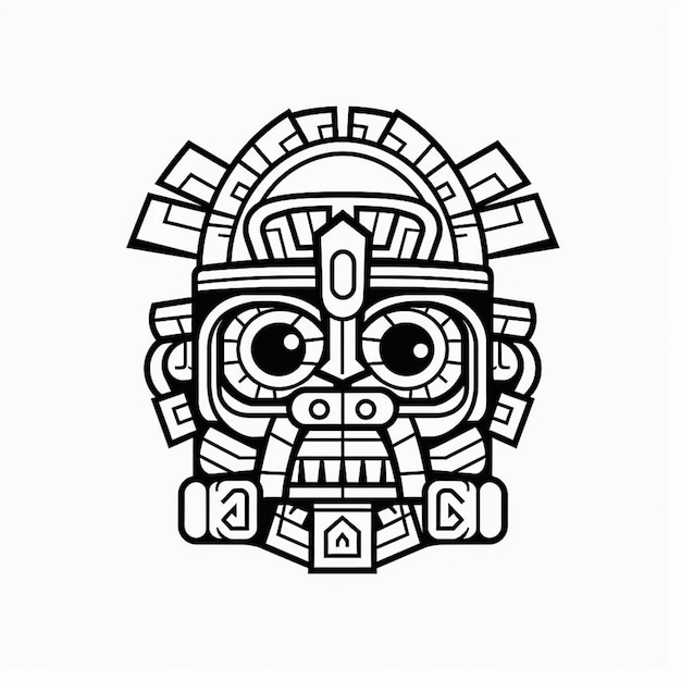 Illustration de masque de tête d'ornement aztèque générée par l'IA