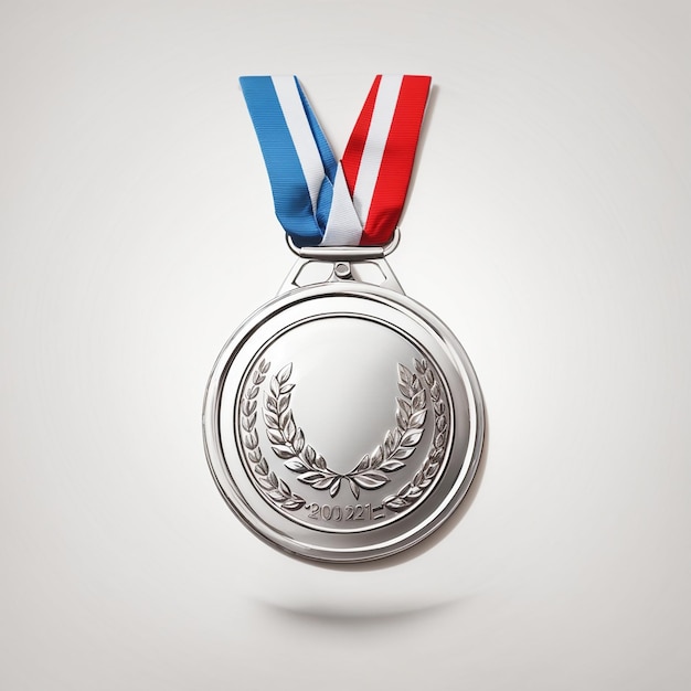 Photo illustration de médaille d'argent isolée sur fond blanc