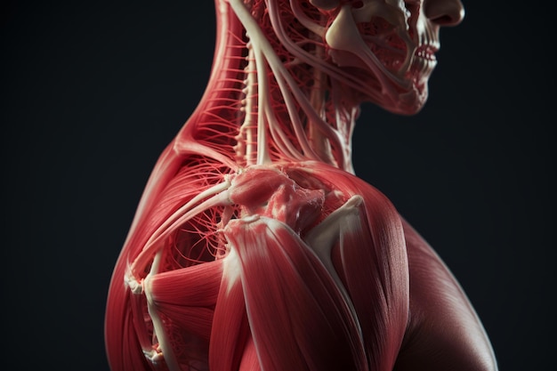 Photo d illustration médicale de l'anatomie masculine de l'articulation de l'épaule, du muscle et de la structure tendineuse de l' épaule