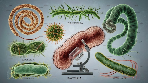 Illustration médicale de cellules bactériennes
