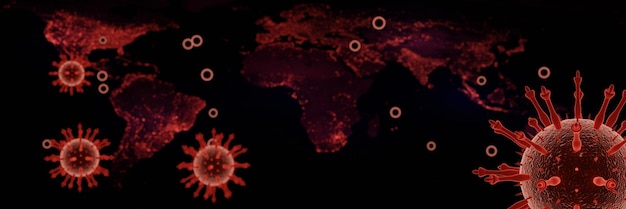 Illustration médicale de l'infection par le coronavirus COVID-19 cellules du virus de la grippe respiratoire pathogène Nouveau nom officiel pour la maladie du coronavirus nommé COVID-19 Rendering 3D