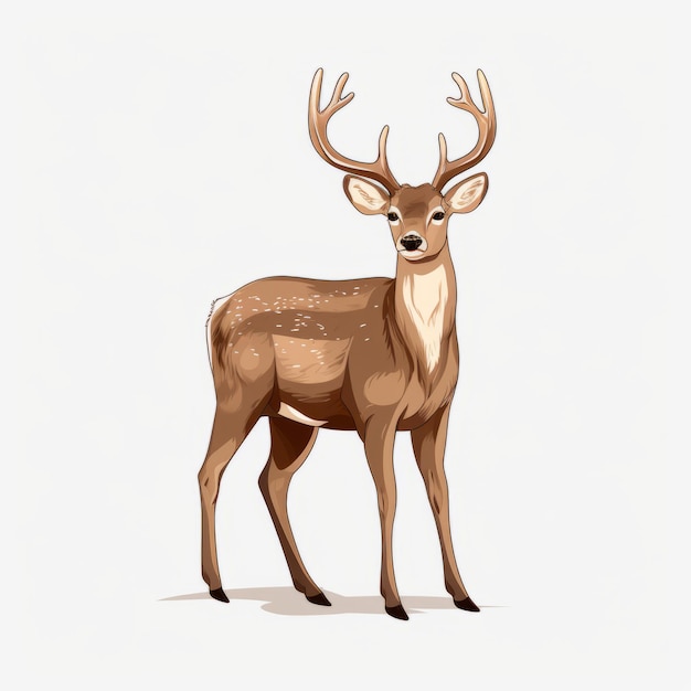 Illustration méticuleusement détaillée d'un cerf sur fond blanc