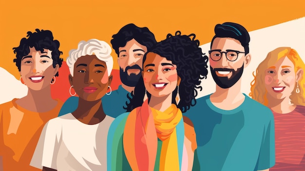 Photo illustration mettant en vedette un groupe diversifié d'individus représentant diverses ethnies