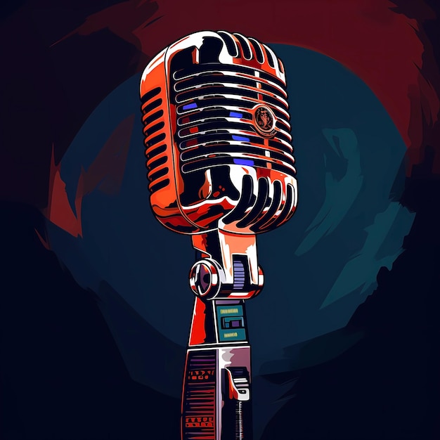 Illustration de microphone de dessin animé dessinée à la main