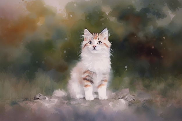 Illustration d'un mignon chat moelleux Generative AI