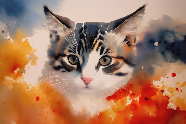 Illustration d'un mignon chat moelleux Generative AI