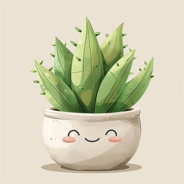 Illustration mignonne et artistique de plantes en pot incorporant des illustrations de plantes adorables dans l'ajout de décor