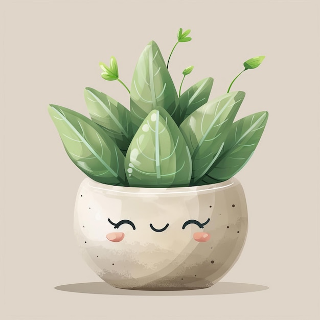 Illustration mignonne et artistique de plantes en pot incorporant des illustrations de plantes adorables dans l'ajout de décor