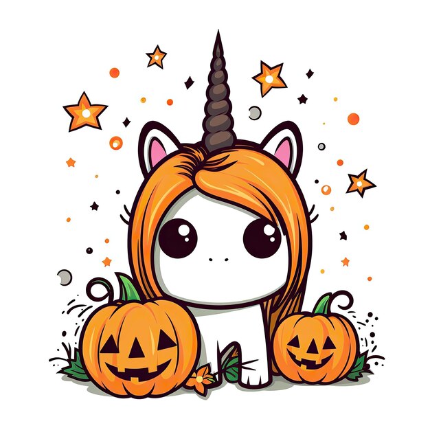 illustration mignonne d'Halloween de licorne