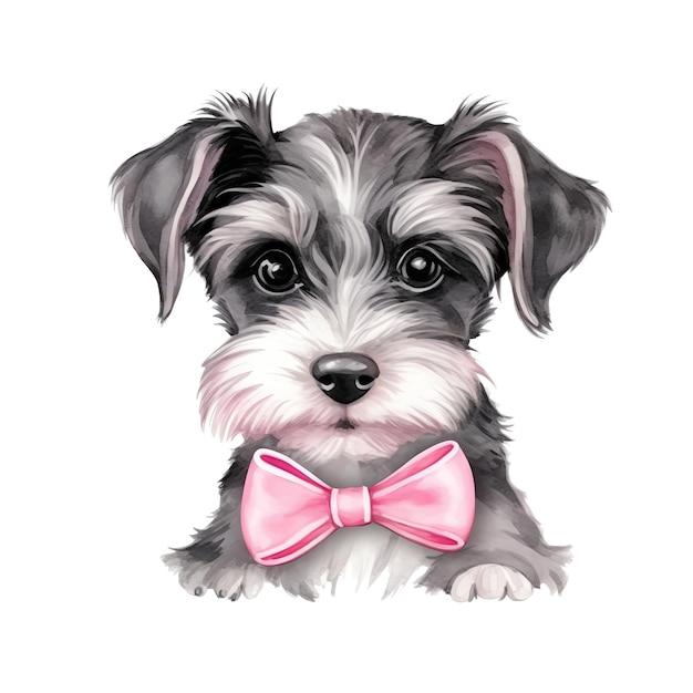 illustration mignonne de race de chien Schnauzer aquarelle