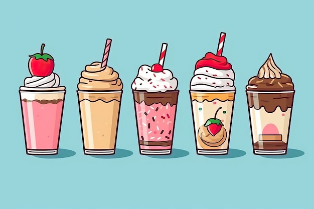 Illustration de milkshake Illustration de nourriture IA générative