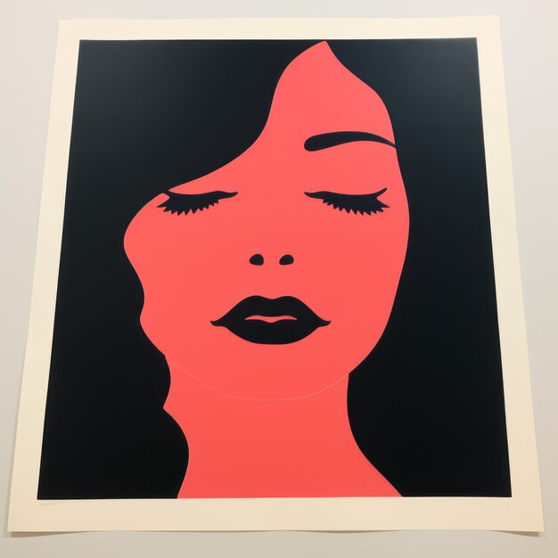 Illustration minimale d'un corps féminin imprimé en noir et rouge