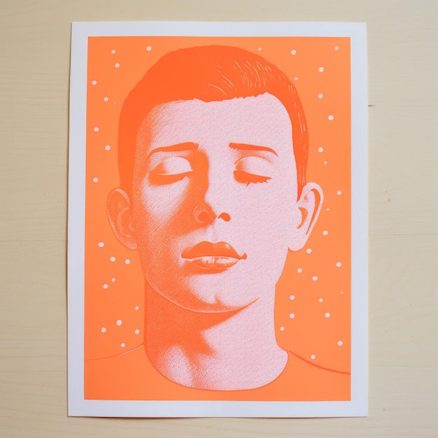 Illustration minimale d'un homme avec un imprimé rouge-orange