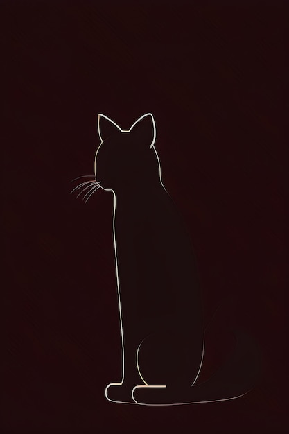 Photo illustration minimaliste abstraite de chat et chaton dessin de silhouette de chat noir
