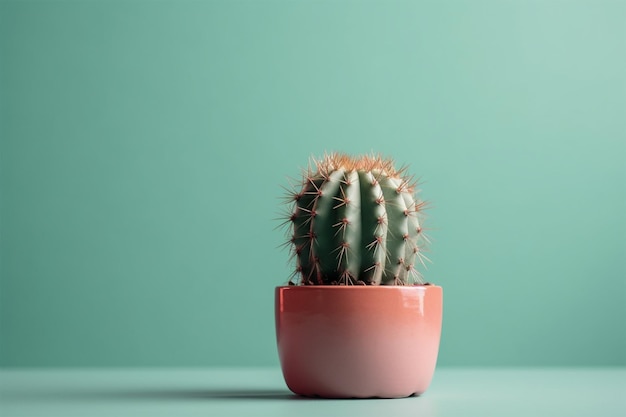 Illustration minimaliste d'un cactus dans un pot isolé sur un fond vert